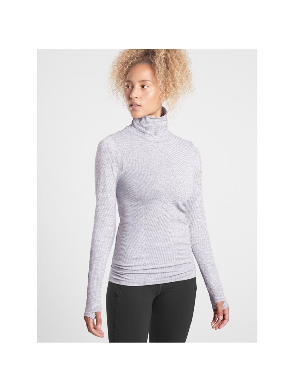 NWT Athleta Flurry Blizzard Printed Shine Turtleneck in Grey Heather